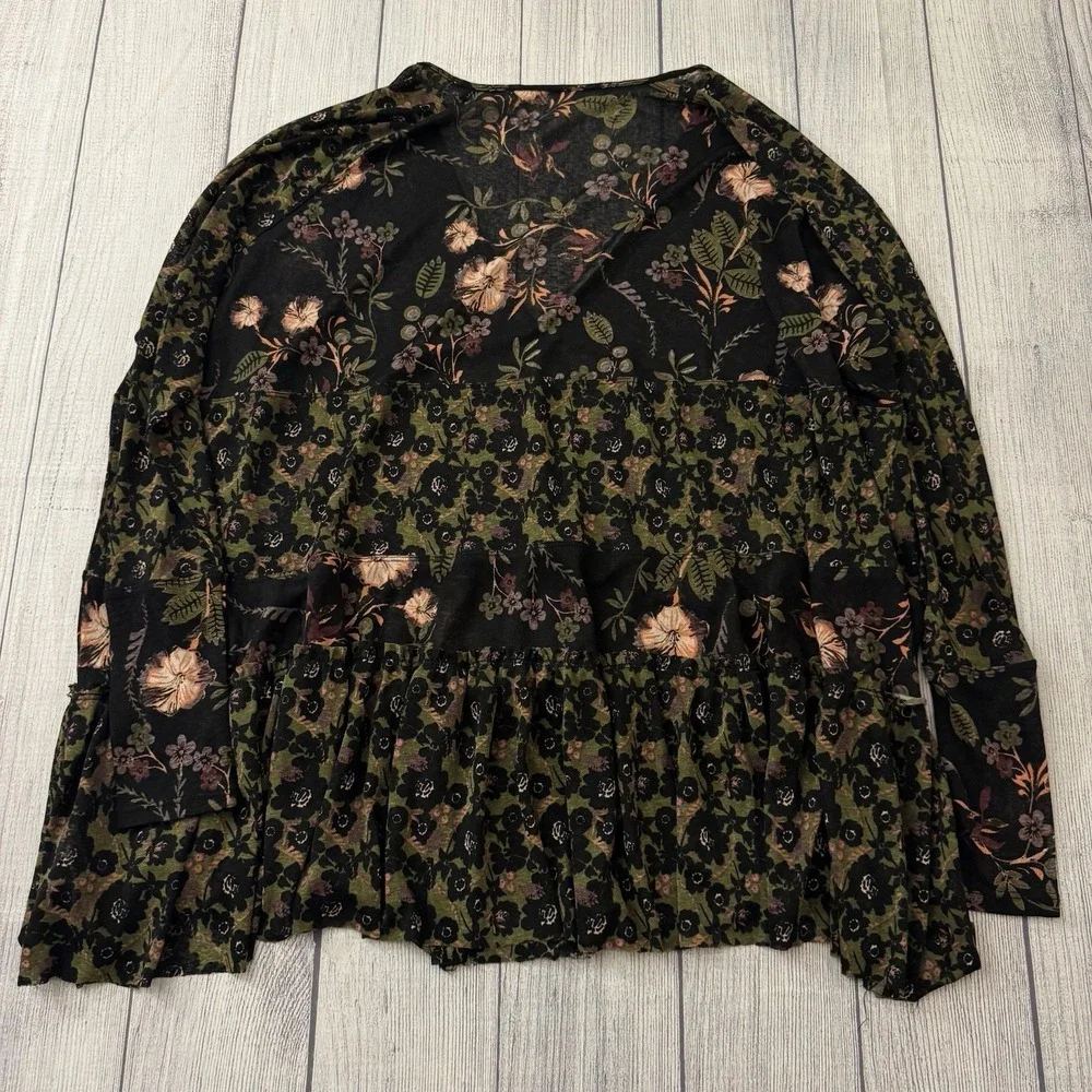 Free People Women's Isabella Floral Oversize Tunic Boho Top Long Sleeve Size S‎